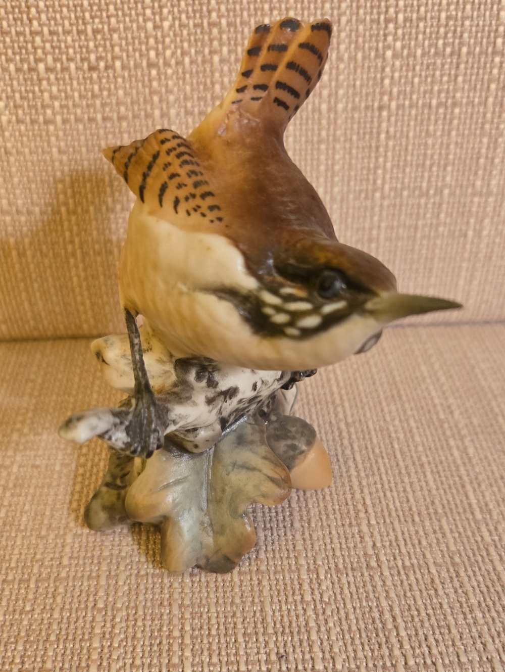 Hand-Painted Brown Ceramic Songbird Figurine Made In West Germamy